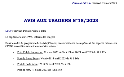 Avis aux usagers N°18/2023 – Surveillance des espaces et des espèces naturels du (31/03/2023) au (14/04/2023)